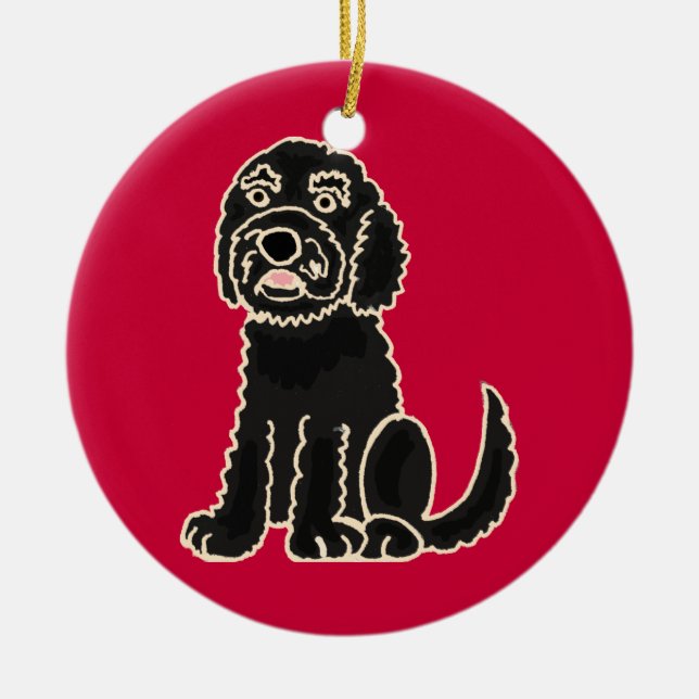 Ornamento negro adorable de BW Labradoodle (Frente)