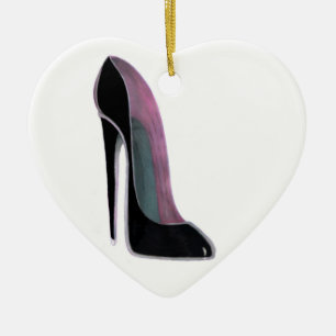 Ornamento negro del corazón del zapato del