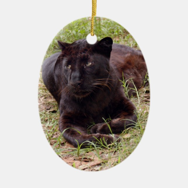 Ornamento negro del navidad del leopardo (Frente)