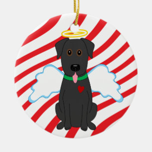 Ornamento negro del perro del navidad del ángel