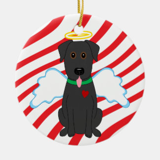 Ornamento negro del perro del navidad del ángel