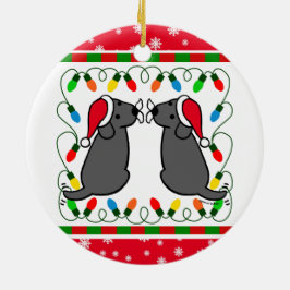 Ornamento negro gemelo de Labradors Santa del