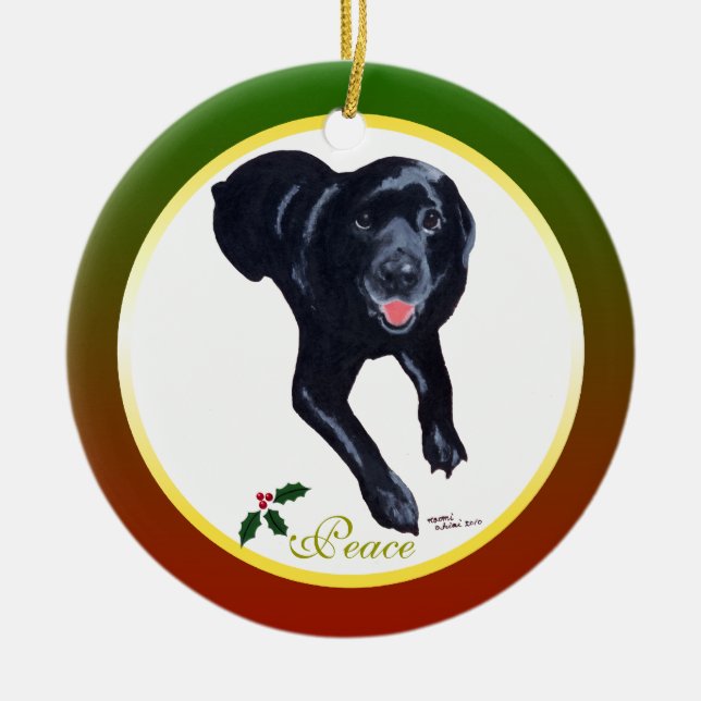 Ornamento negro personalizado de Labrador del (Frente)