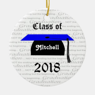 Ornamento negro y azul de la graduación del