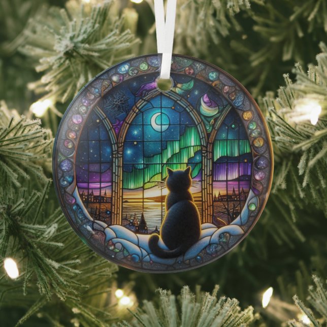 Ornamento nocturno de invierno, gatos y luces del  (in situ)