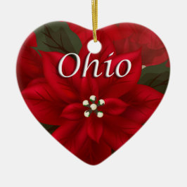 Ornamento Ohio Red Poinsettia Heart Keepsake