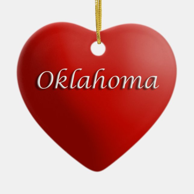 Ornamento Oklahoma de corazón rojo Keepsake (Frente)