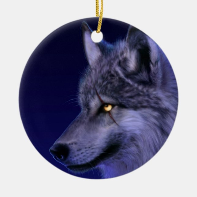 Ornamento: Ornamento de Navidad Wolf Head (Frente)