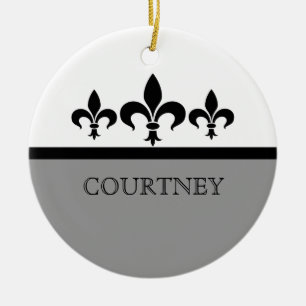 Ornamento ostentoso gris de la flor de lis