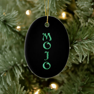Ornamento oval colgante negro de mojo