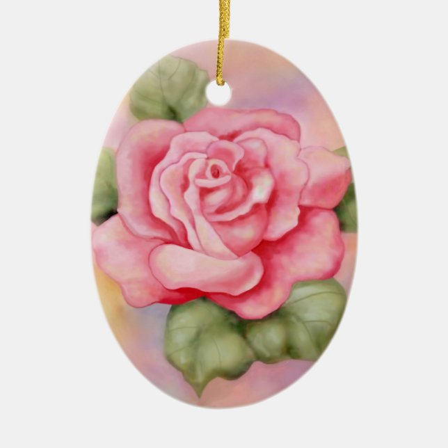 Ornamento oval color de rosa rosado (Frente)