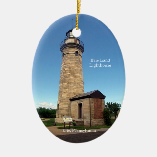 Ornamento oval de Erie Land Lighthouse (Frente)