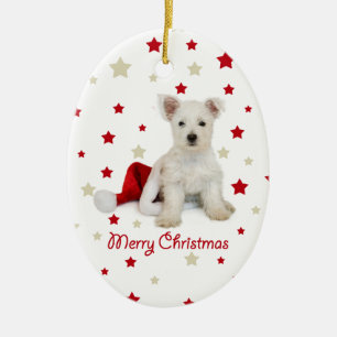 Ornamento oval del árbol de navidad del perrito d