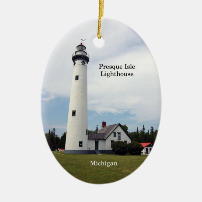 Ornamento oval del faro de Presque Isle (Frente)