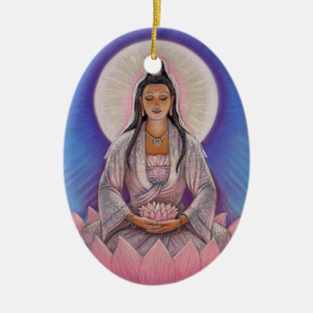 Ornamento oval del navidad de Kuan Yin (Frente)