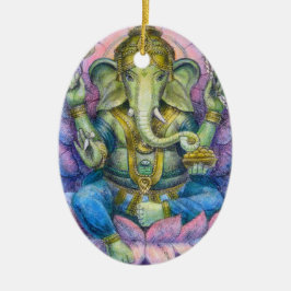 Ornamento oval del navidad de Lotus Ganesha
