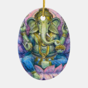 Ornamento oval del navidad de Lotus Ganesha