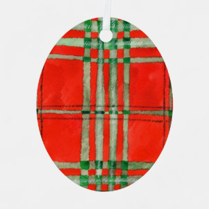 ORNAMENTO OVAL METÁLICO TARTÁN ROJO SCOTT