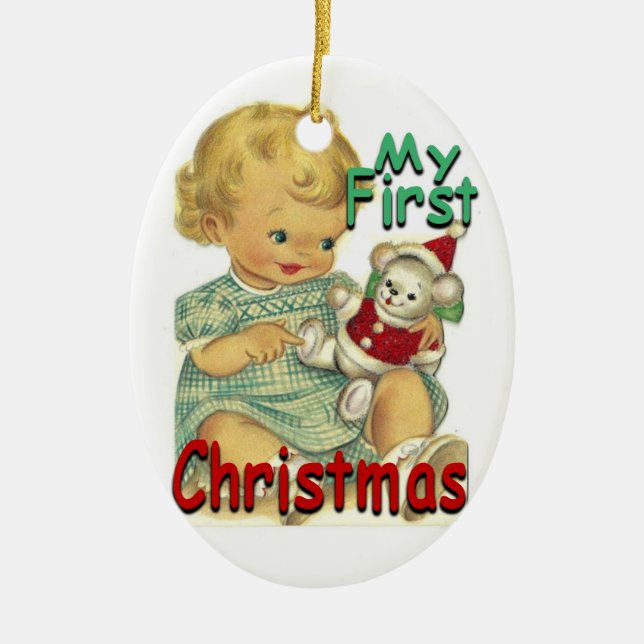 Ornamento oval MyFirstChristmas-DE CERÁMICA (Frente)