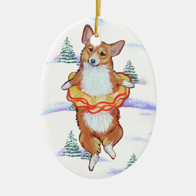 Ornamento oval Pembroke Welsh Corgi (Frente)