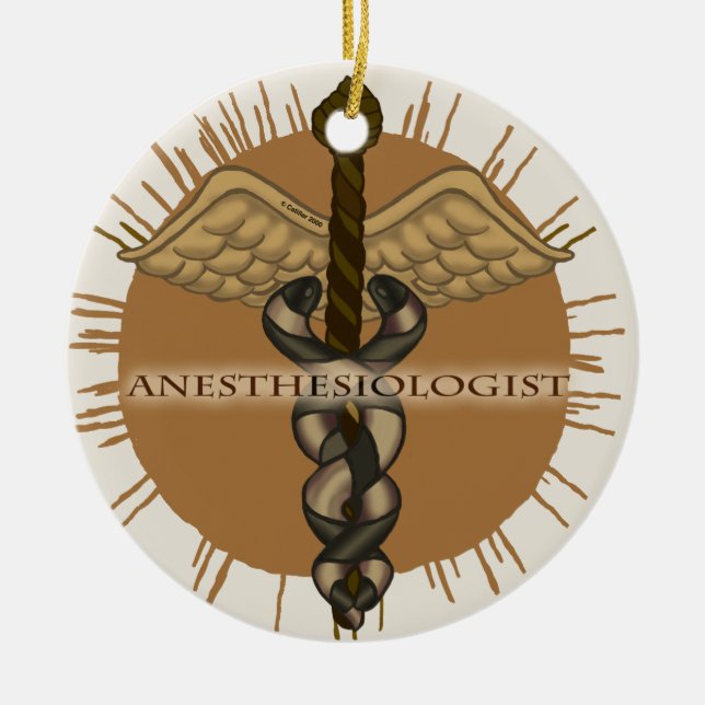 Ornamento ovalado de caduceo de anestesiólogo (Frente)