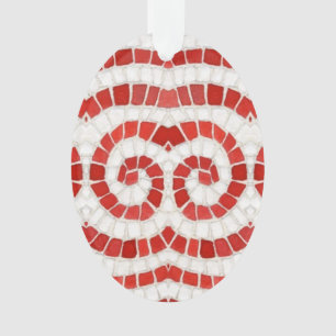 Ornamento Óvalo acrílico CÓMICO MOSAICO ROJO