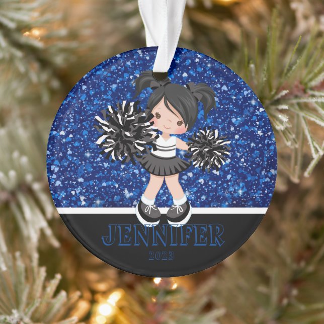 Ornamento para animadores negro y azul personaliza (Árbol)