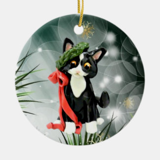 Ornamento para gato negro y blanco