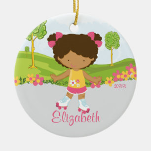 Ornamento patinador del navidad del chica del