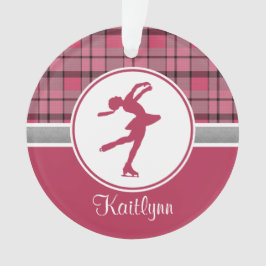 Ornamento patinador rojo de la tela escocesa del