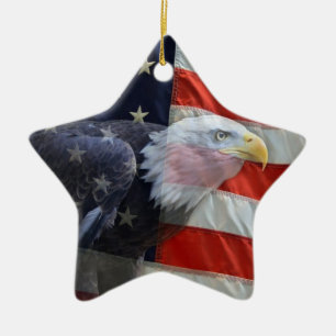 Ornamento patriótico de Eagle de la bandera de lo