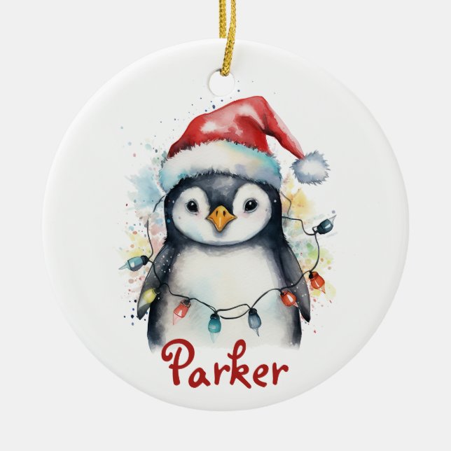 Ornamento Penguin personalizado de Navidad (Frente)
