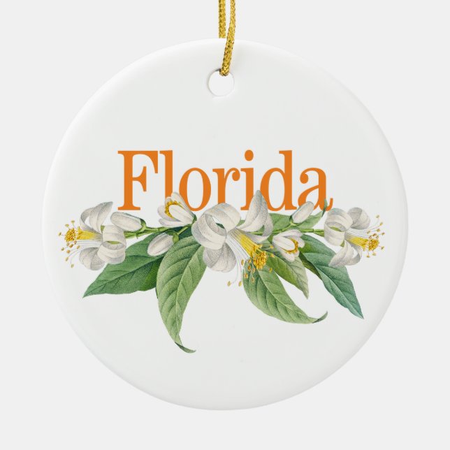 Ornamento personalizable Florida con flores Naranj (Frente)