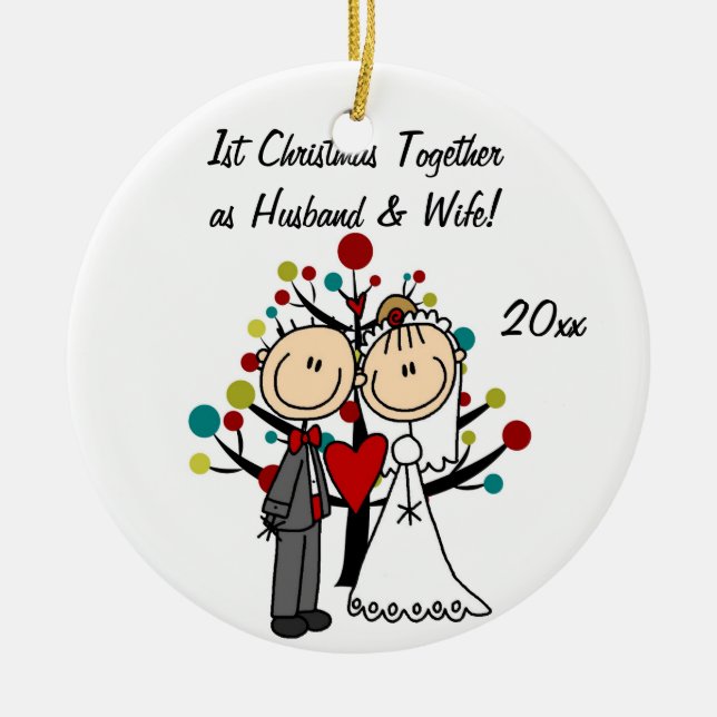 Ornamento personalizado 1r navidad de los pares de (Frente)