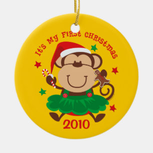 Ornamento personalizado 1r navidad del chica del
