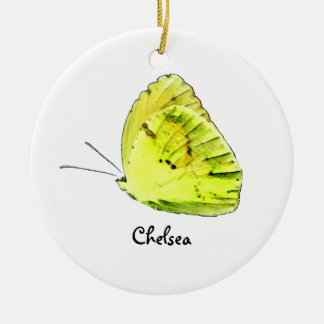 Ornamento personalizado amarillo de la mariposa de
