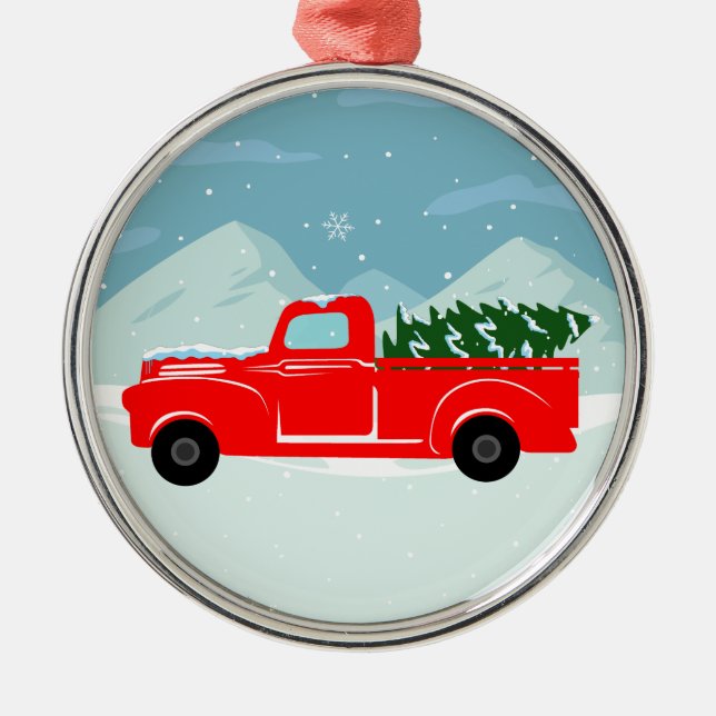 Ornamento personalizado árbol de navidad rojo del (Frente)