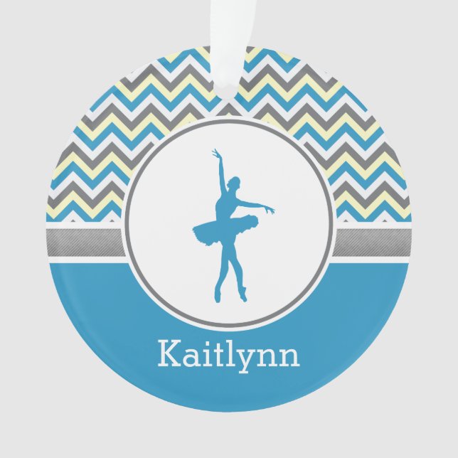 Ornamento personalizado bailarín azul de Chevron (Anverso)