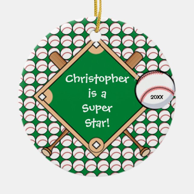 Ornamento personalizado béisbol del navidad del (Frente)