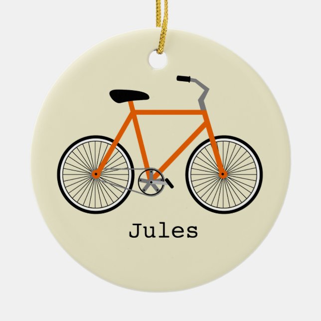 Ornamento personalizado bicicleta anaranjada (Frente)