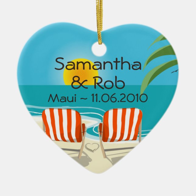 Ornamento personalizado boda tropical (Frente)