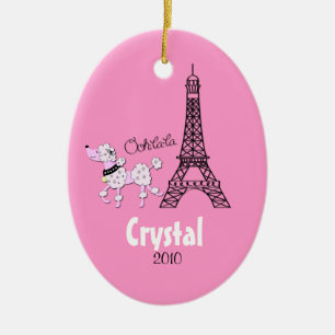 Ornamento personalizado CANICHE ROSADO del navidad