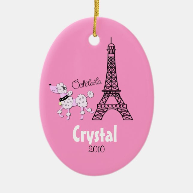 Ornamento personalizado CANICHE ROSADO del navidad (Frente)