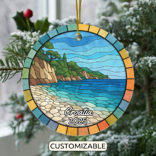 Ornamento personalizado Croacia de vidrio manchado