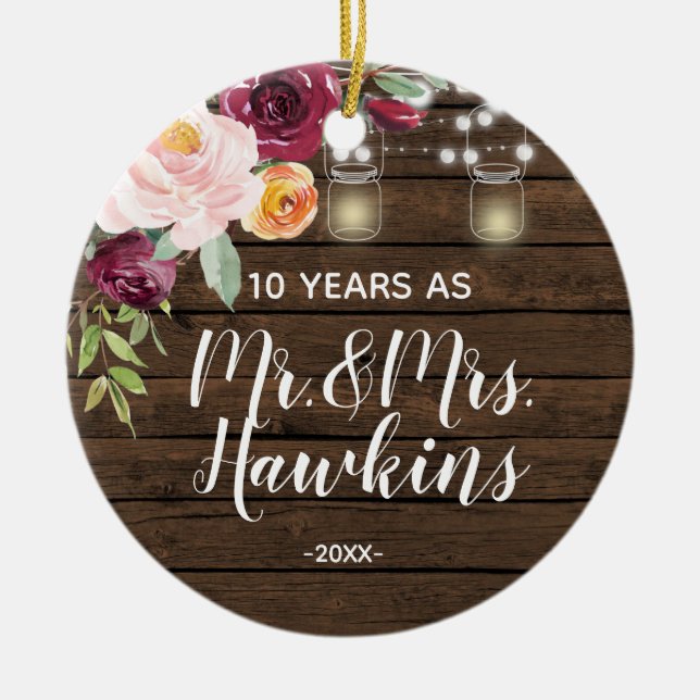 Ornamento personalizado de 10 años (Frente)
