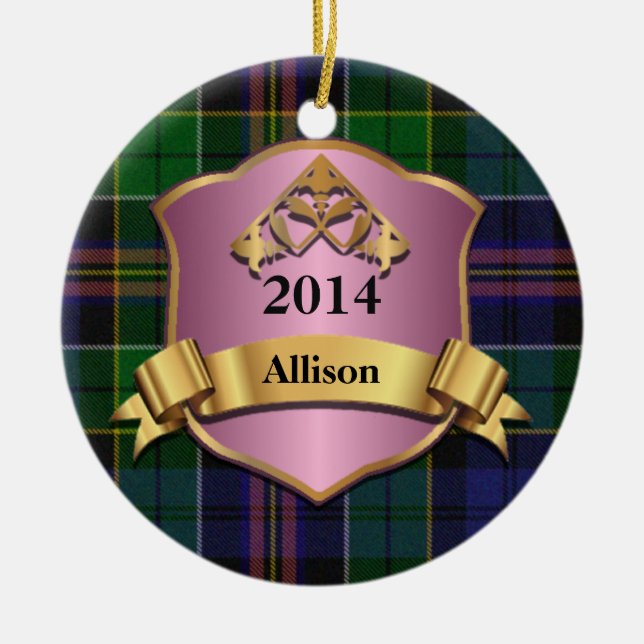 Ornamento Personalizado de Allison Tartan Plaid (Frente)