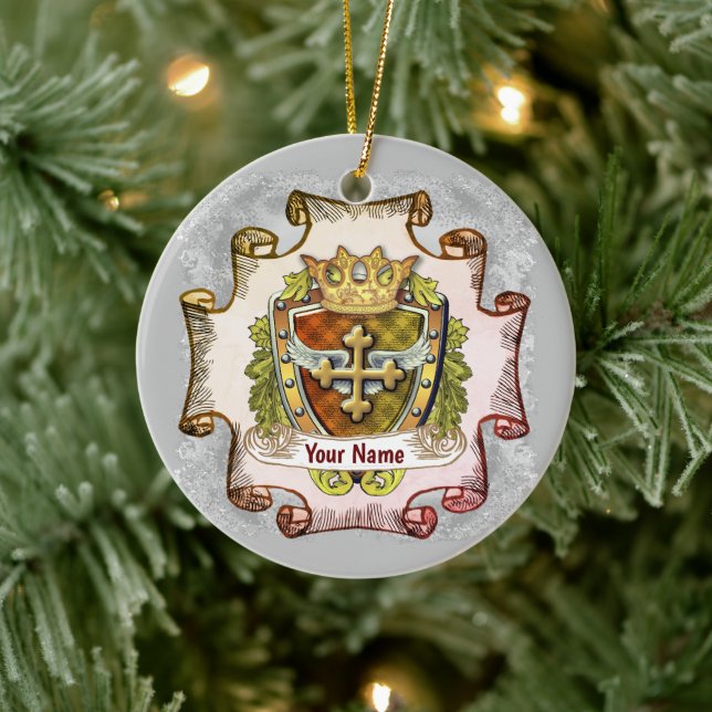 Ornamento personalizado de apellidos de cresta de  (Árbol)
