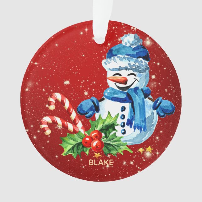 Ornamento personalizado de Baby Keepsake - Snowman (Anverso)