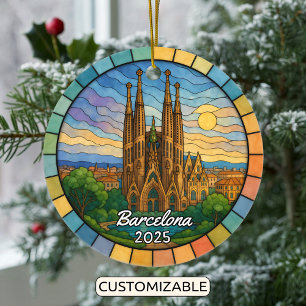 Ornamento personalizado de Barcelona de vidrio con