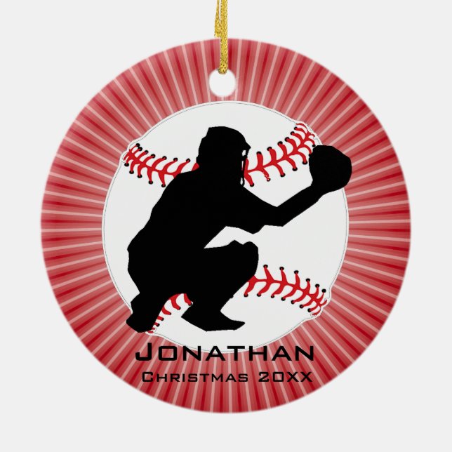 Ornamento personalizado de béisbol (Catcher) (Atrás)